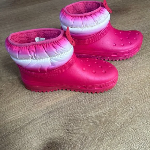 Crocs Women's 9 Classic Neo Puff Shorty Winter Boots Snow, Candy Pink Stucco EUC - Picture 5 of 6